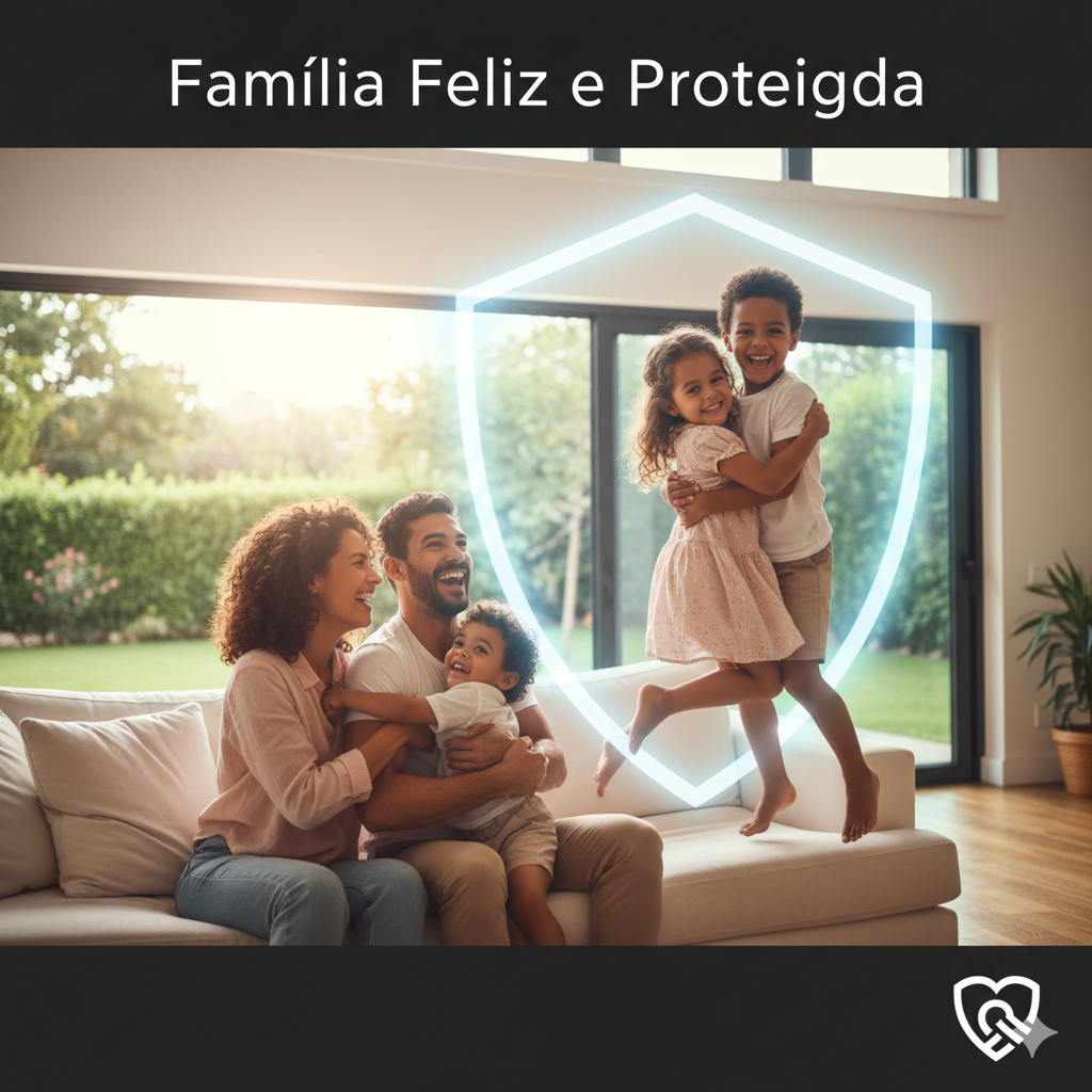 Família feliz e protegida